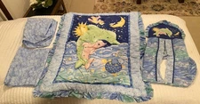 VTG Kidsline Viv Eisner Crib Set Comforter Dolphins Sea Ocean Sun Whimsical
