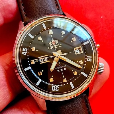 Orient King Diver Watch Rare Black Dial 0104904E Automatic Cal 1942 For Repair