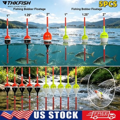 5PCS Balsa Wood Fishing Floats Bobbers Spring Oval Slip Fixed Bobber for Crappie