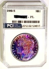 1880-S Gem BU  ++++ PL Proof-like Blueberry Rainbow Toned Morgan Dollar