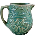 VINTAGE McCOY POTTERY WATER LILY  PITCHER 124 GREEN LOTUS ART JUG 1930s 5"