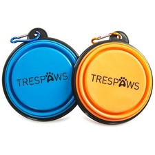 Image of Trespaws Dog Bowl Unisex Collapsible Travel BPA Free Plastic 2 Pack Clip - Sippy