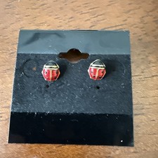 Ladybug Stud Earrings in 925 Sterling Silver Gold tone