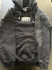 Pro Club Men's Heavyweight Black Pullover Hoodie Drawstring Logo Size M