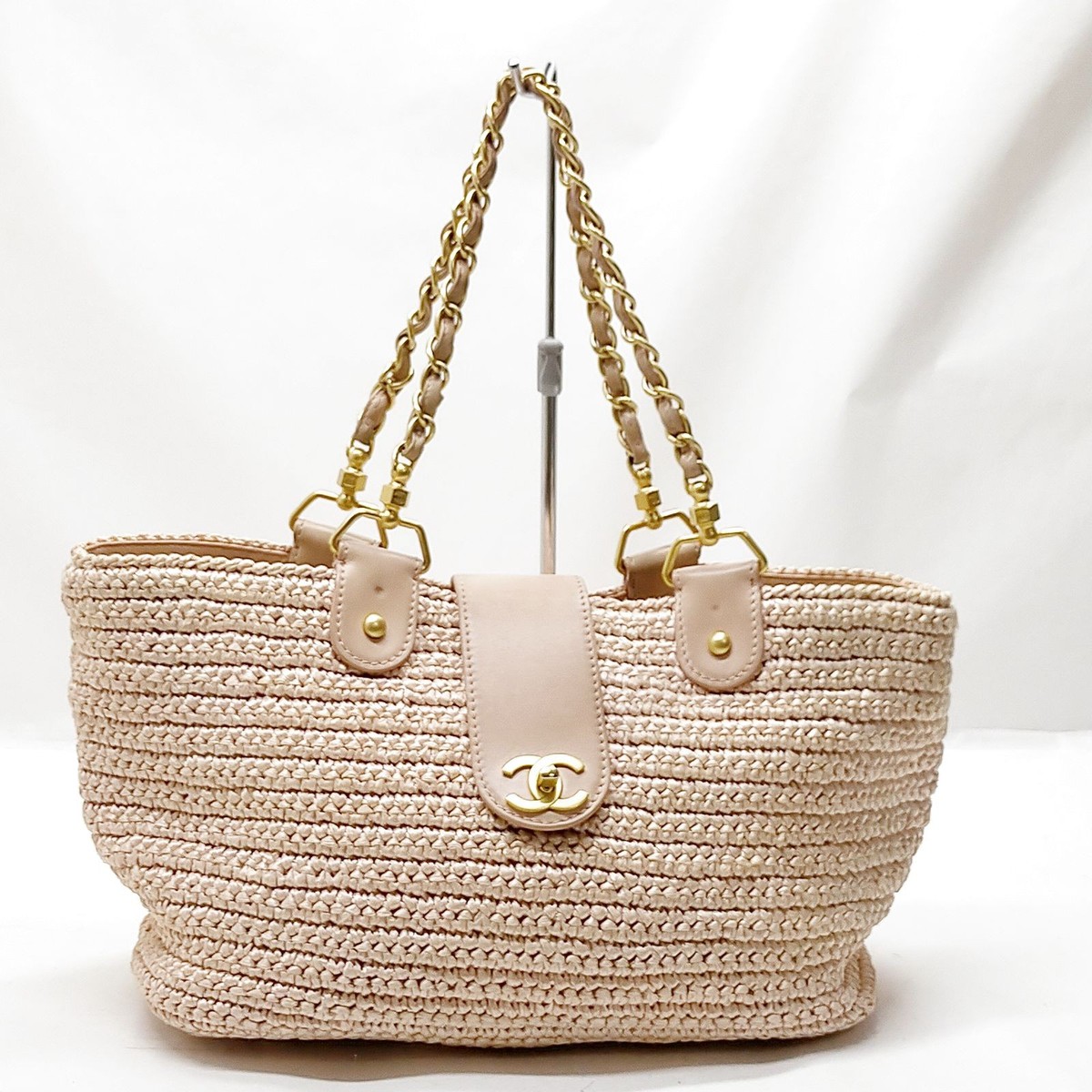 Chanel Hand Bag Pink Straw 2657373 | eBay