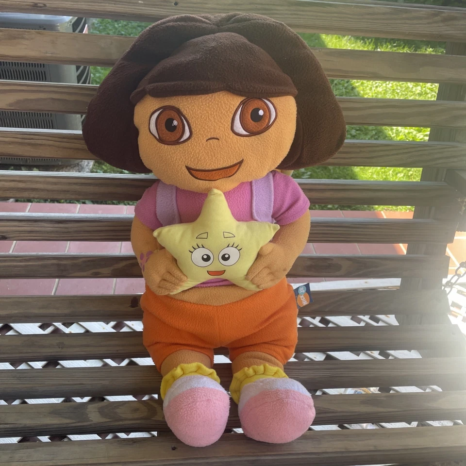 Vtg 2002 Viacom Nick Jr 26” DORA THE EXPLORER PLUSH STUFFED Star Map Backpack - Image 2 of 4