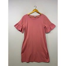 Cottagecore J.Crew Womens L Pink Ruffle Sleeve Cotton Jersey T-Shirt Mini Dress