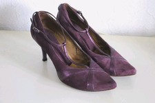 FORNARINA Italy Spitz Pumps 37 T-Riemen Lila  Voll Echtleder Stiletto Highheel