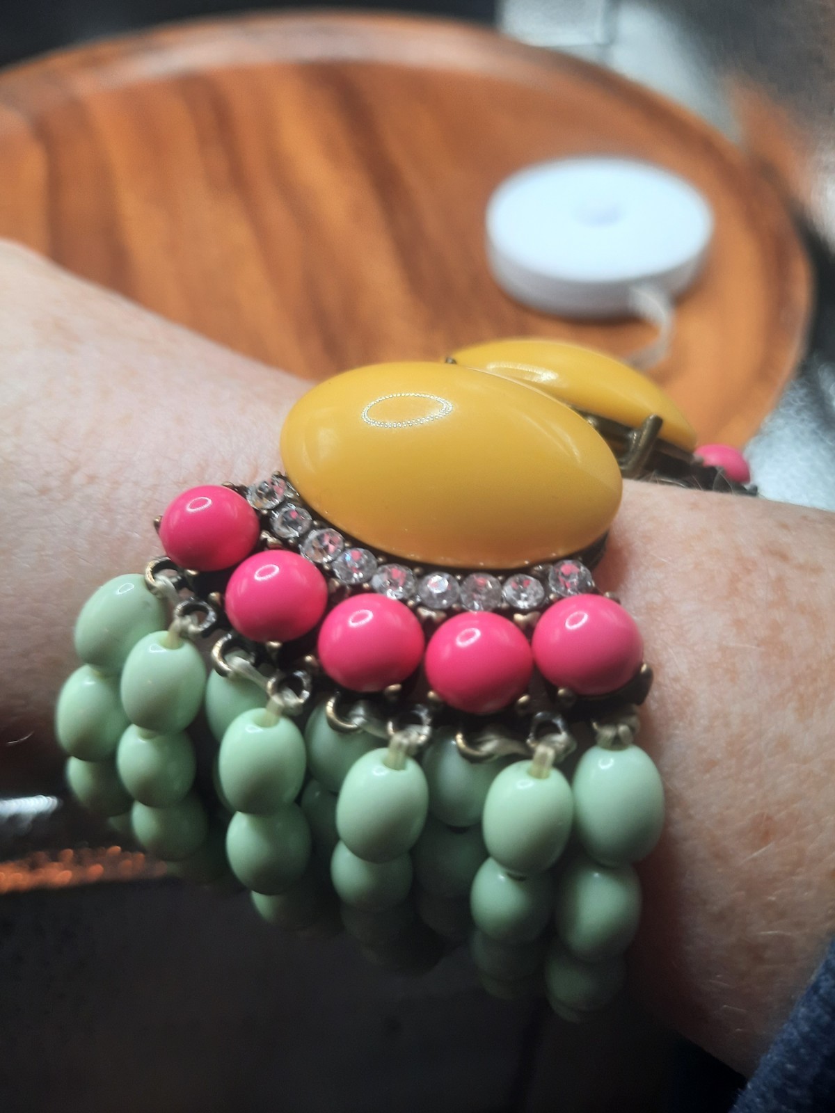 Colorful Multi Beaded Statement Stretch Wide Brac… - image 12