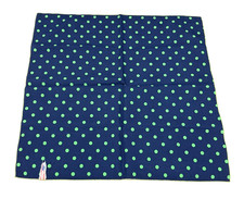 Ray Strauss Navy Blue Green polka Dots Scarf Vintage 60’s Made in USA 20x20 Work