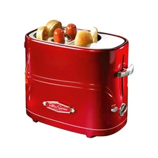 Nostalgia 2 Slot Hot Dog and Bun Toaster with Mini Tongs, Retro Toaster, Cooker 