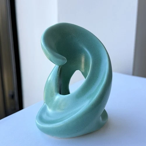 Stangl Pottery Free Form Swirl Candlestick Holder Turquoise Blue Glaze 3 3/4"