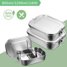 Brotdose Edelstahl mit Fächer Metall Auslaufsicher Lunchbox Frühstücksbox