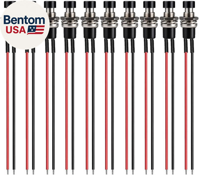 3V-6V-12V-24V-230V/1A 10Pcs 7Mm Black Prewired Mini Momentary Push Button,Spst N