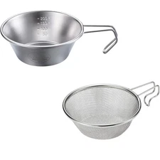 Campingmoon Sierra Cup & Colander Set Stainless Steel Camping Cup & Colander Set
