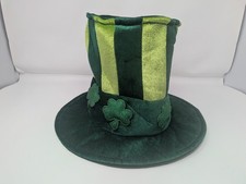 St Patrick's Day Top Hat 9" Jo-Ann Green Velvet Leprechaun Shamrock Velvet NWT