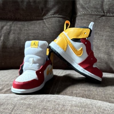Jordan Baby Toddler High-Top Sneakers Size 7C Colorblock White Red Yellow Black