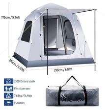 Automatic Inflatable Blow Up Camping Tent 3-4 Person Quick Set Up Electric Pump