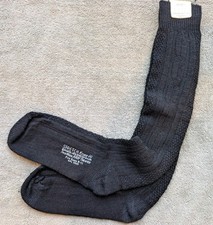 NOS Vintage 80 Knee-Hi  s High Wool Socks Cable Black Sz 9-11