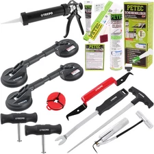 SCHEIBENKLEBER-SET 310ml KARTUSCHENPRESSE SCHEIBEN AUSBAUSET GUMMISAUGER SCHEIBE