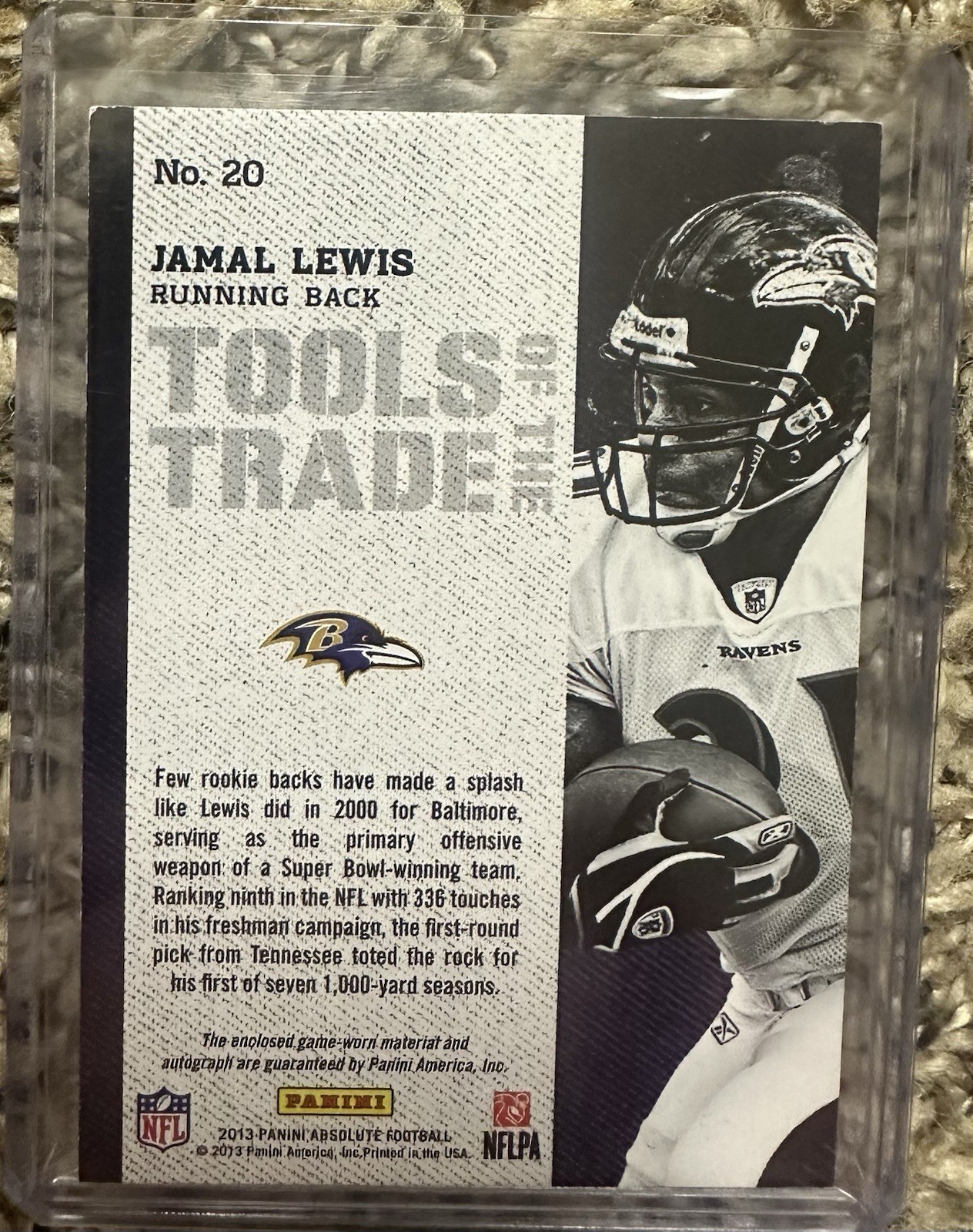 2013 Absolute Football Jamal Lewis Game Used Facemask Relic Auto #54/99 Ravens view 3