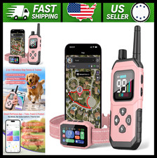 GPS Wireless Dog Fence Training Collar with App Control, Pink
