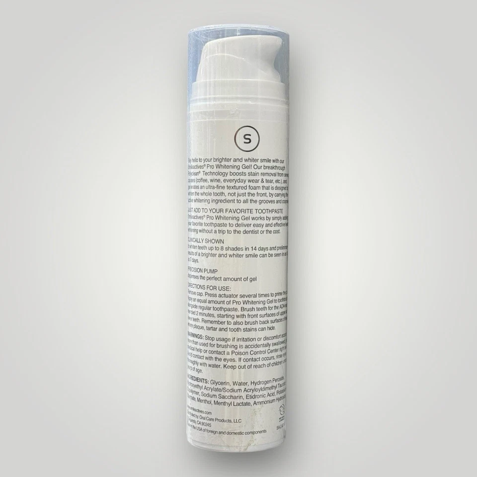 SMILEACTIVES Pro Whitening Gel 7.6 oz   - NEW SEALED - Image 2 of 2