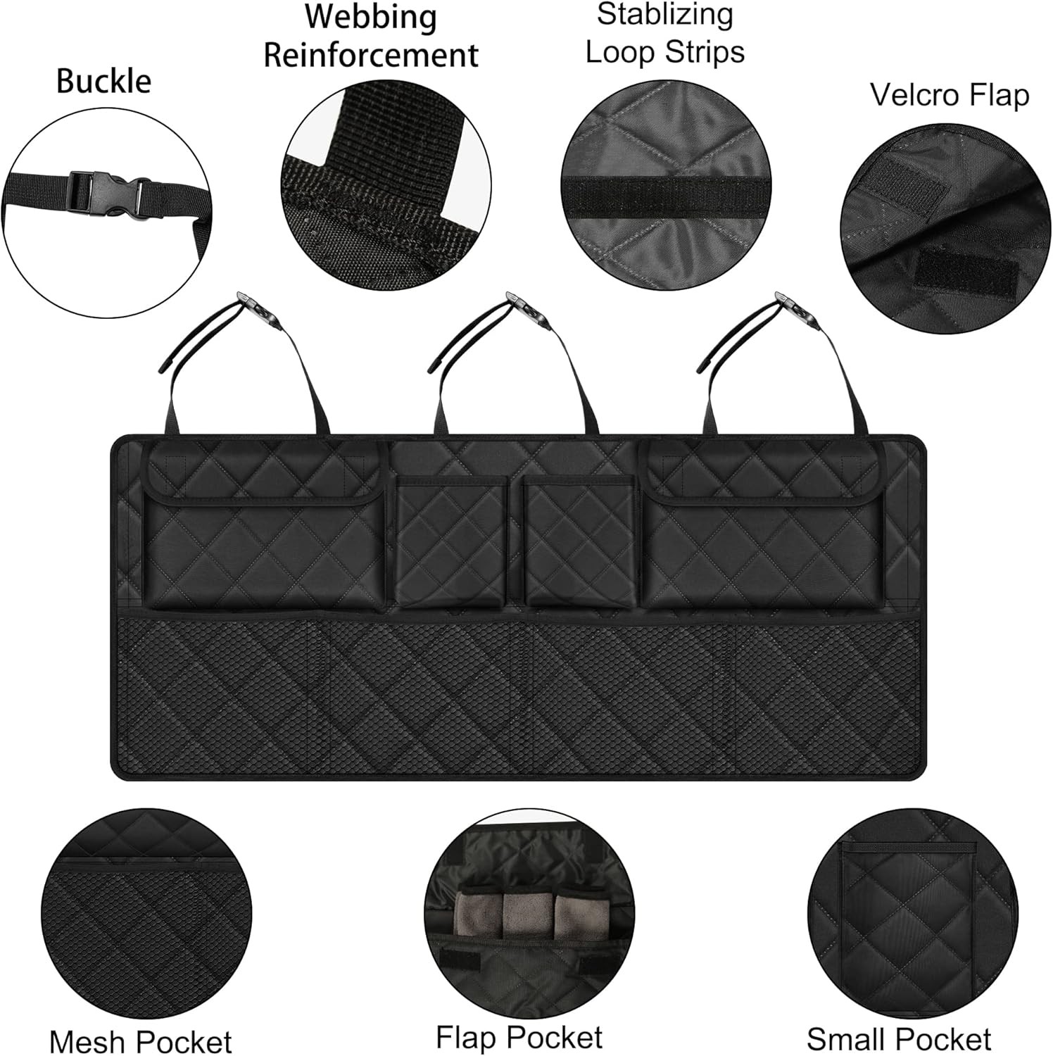 Femuar Car Trunk Organizer, Large Capacity Backseat Trunk Organizer (42"*18"), C