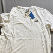 adidas Originals Men's White Embroidered Logo Crew Neck T-Shirt L Cotton Knit