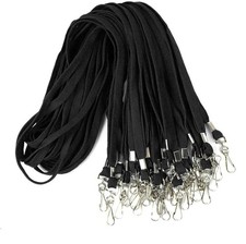 100 Pack Bulk Lanyards, ID Badges, Flat, Swivel Hooks, Clip, Neck, Strap, Set