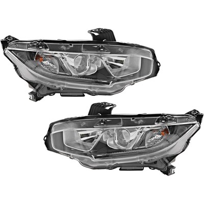 Driver & Passenger Side Headlights For Honda Civic 2016-2020 Halogen w/ Bulbs US