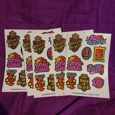 Vintage 1984 Mark 1 queen of hearts Scratch N Sniff Tattoo Sticker Sheets x5.