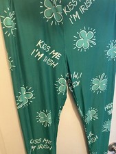 Lularoe Tall  Curvy 2 Legging. Green With Shamrocks   Kiss Me I  m Irish  . TC2