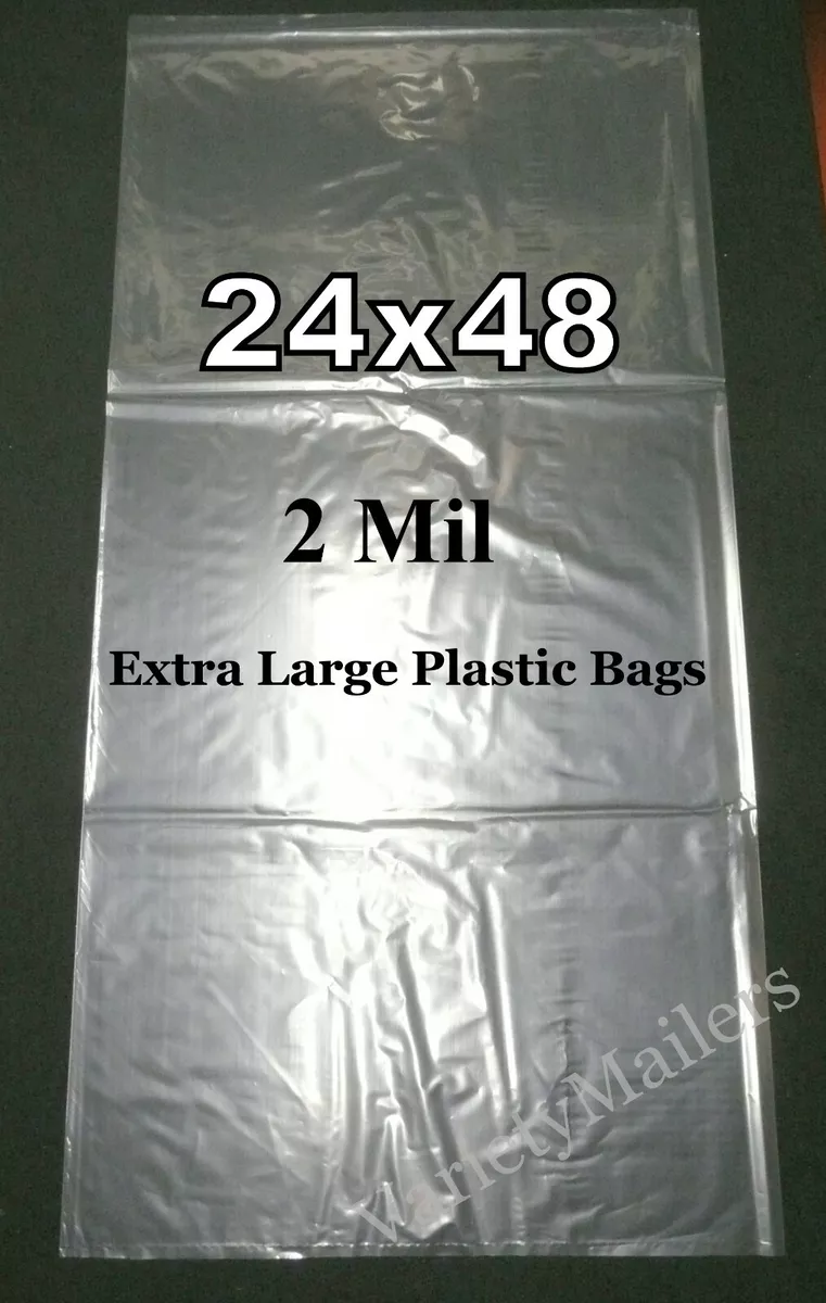 5 Clear Flat Plastic Merchandise Bags 24x48 / 2 Mil Extra Large Size Bags