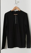 Express Men's Black Henley T Shirt Long Sleeved Size S