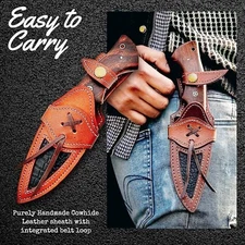 CUSTOM HANDMADE GENUINE LEATHER SHEATH FOR FIXED BLADE KNIFE EDC 2756