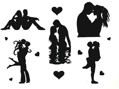 ROMANTIC COUPLE SWIMMING, KISSING, SITTING & MORE SILHOUETTE DIE CUT/ CUTS- W@W
