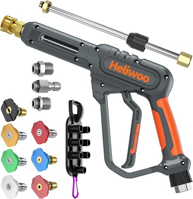 Heliwoo 3600PSI High Pressure Car Power Washer Gun Spray Wand Lance Nozzle Kit