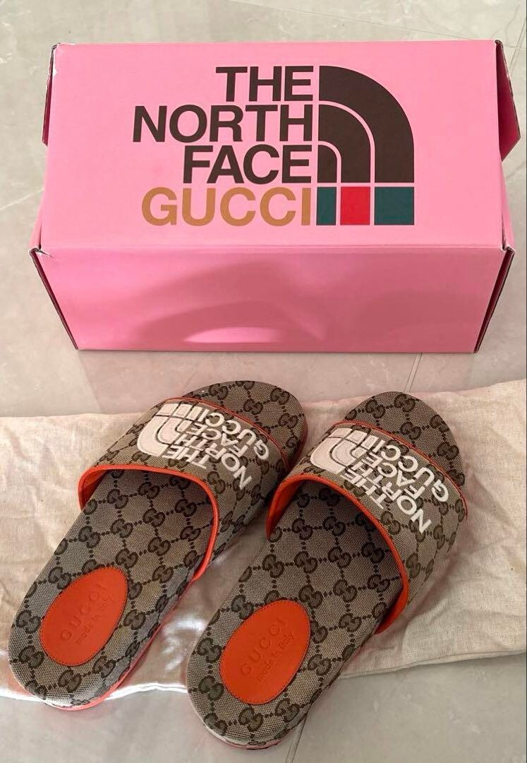 GUCCI NORTH FACE GG Logo slide Flat Sandals Mules Shoes Men Size 7