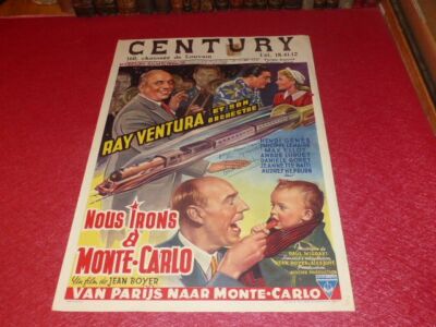 Original Belgian Cinema Poster Signed Monte-Carlo Audr. Hepburn Ray Ventura 1951