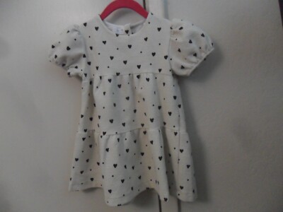 White Zara Heart Dress New Beautiful Printed Heart Mini Dress