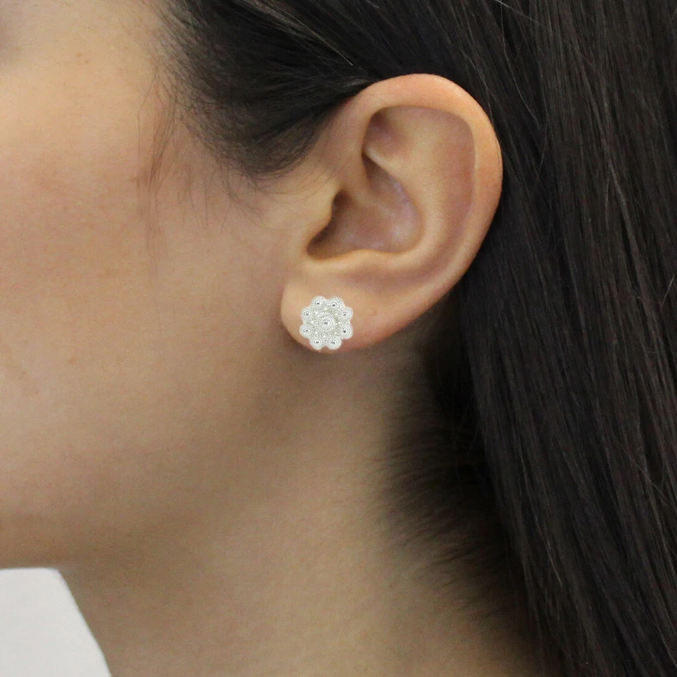 Orecchini donna in argento filigrana sarda nido d'ape - Immagine 3 di 3