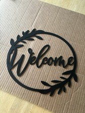 Metal Welcome Sign for Front Door - Black Wall Decor - Indoor Outdoor Home