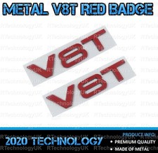 2 X PREMIUM Metal Audi V8T Red Side Wing Badge A4/A5/A6/A7/S3/S4/S5/Q5/Q7/S6