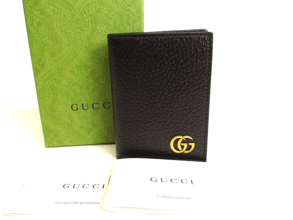 Authentic GUCCI GG Marmont Black Leather Business Card Case #9260