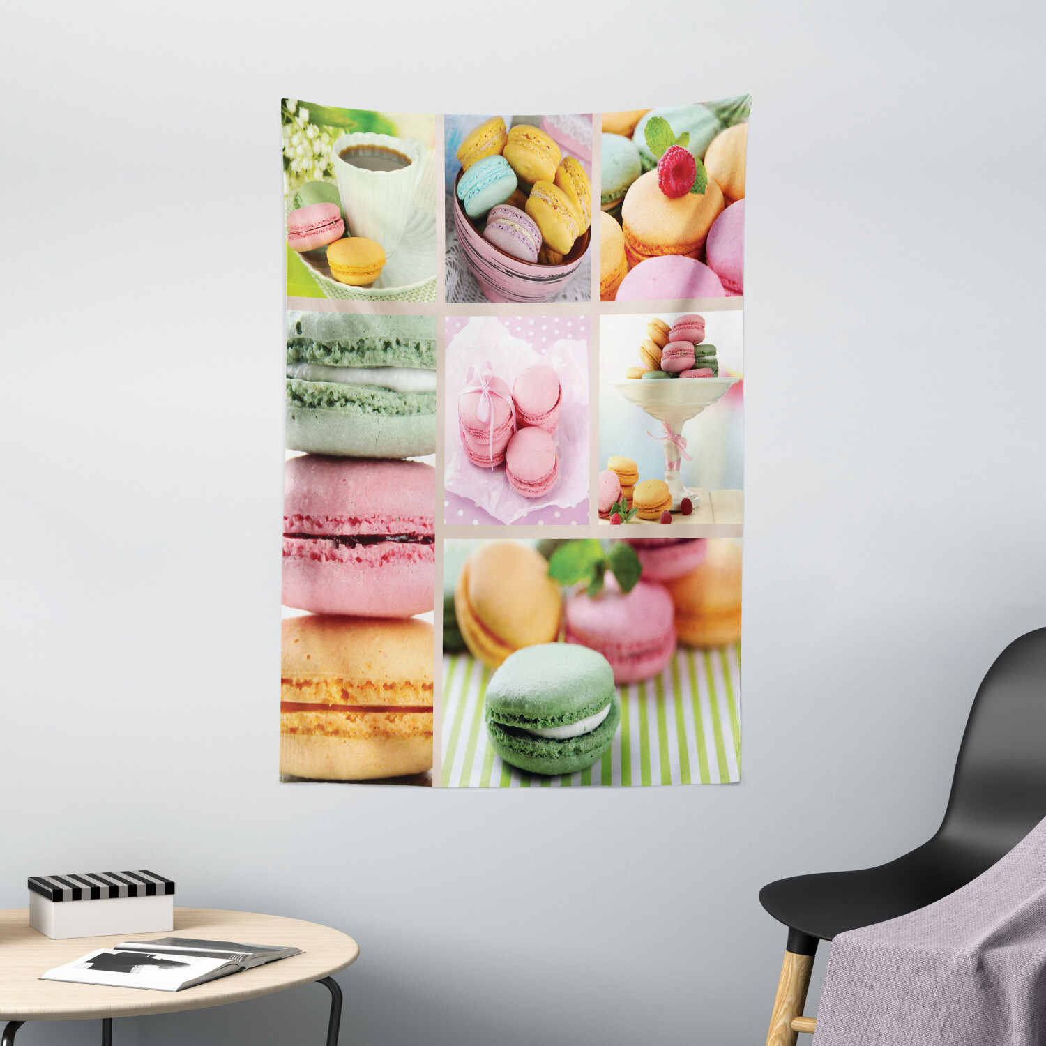 Colorful Tapestry French Macaroon Coffee Print Wall Hanging Decor