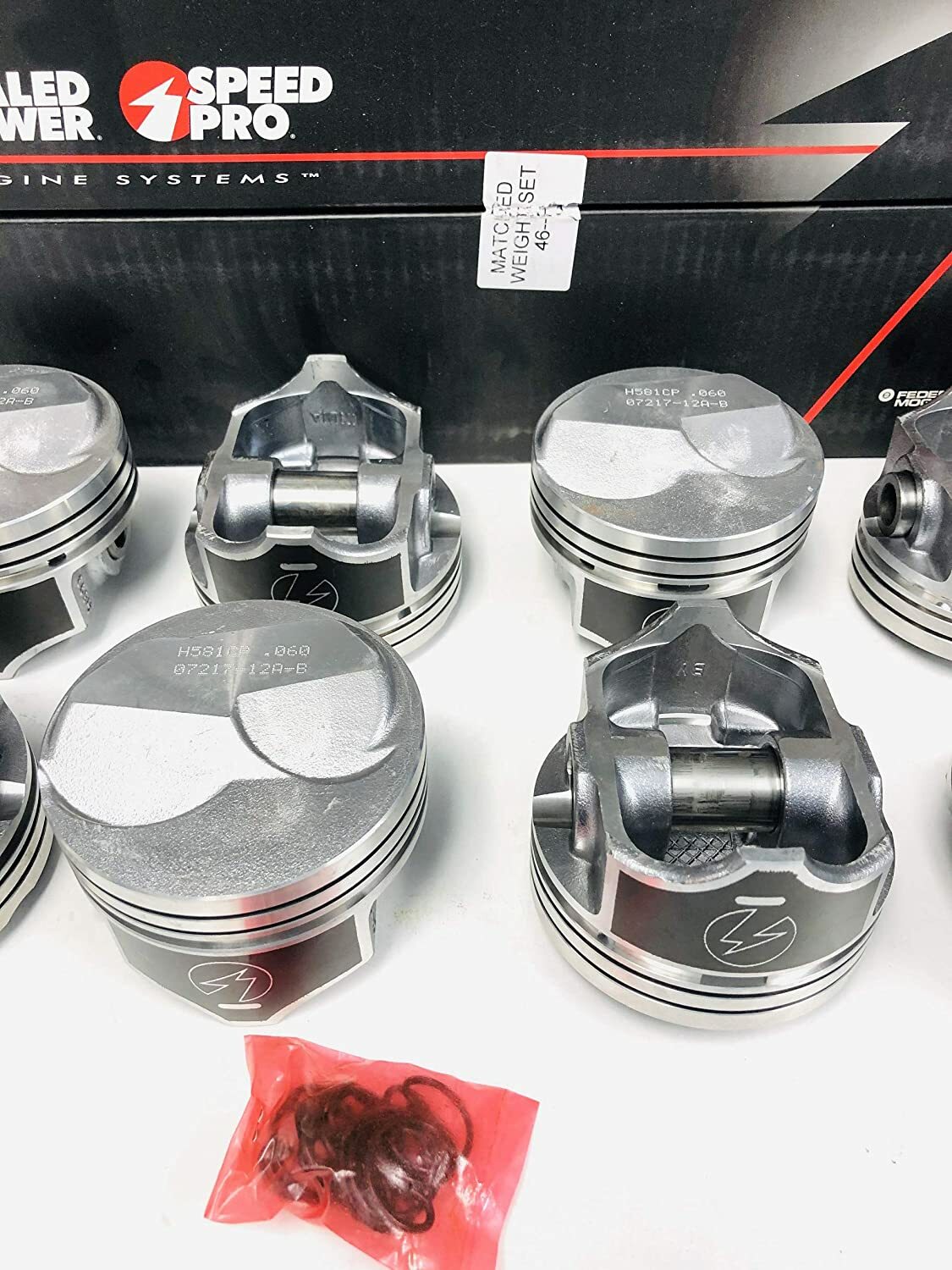 SPEED PRO Forged Dish Pistons/8+MOLY Rings for Chevy SB 350 Turbo
