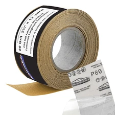 Premium 80 Grit PSA Gold Longboard Sandpaper, 2-3/4" Wide Continuous 12 Yard Rol