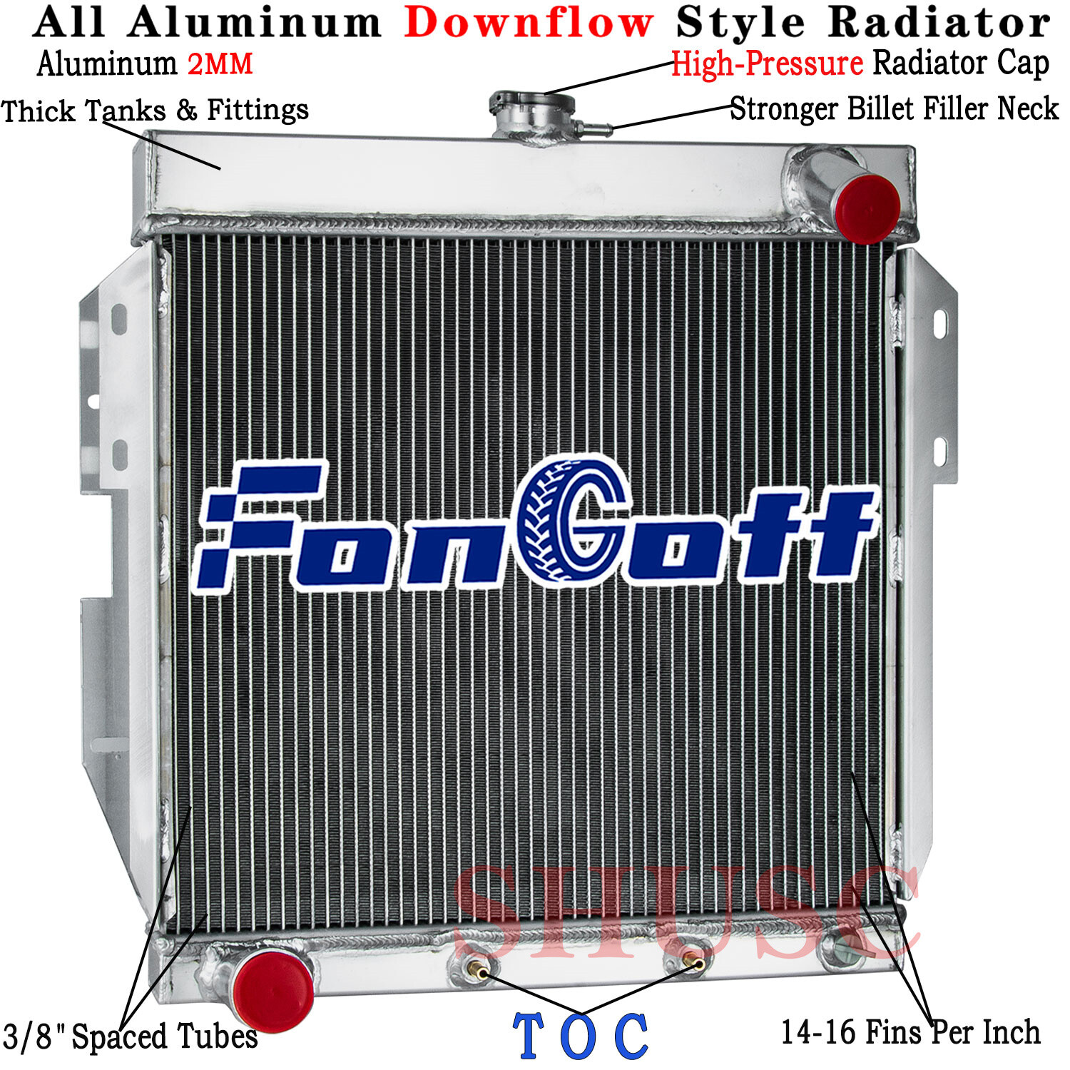 3 Row Aluminum Radiator For 1955 1956 1957 Ford Thunderbird 4.4L 4.8L 5.1L V8.