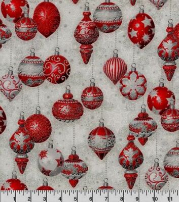 KAUFMAN* Fabric - HOLIDAY FLOURISH - Silver Metallic on White - by the HALF yard